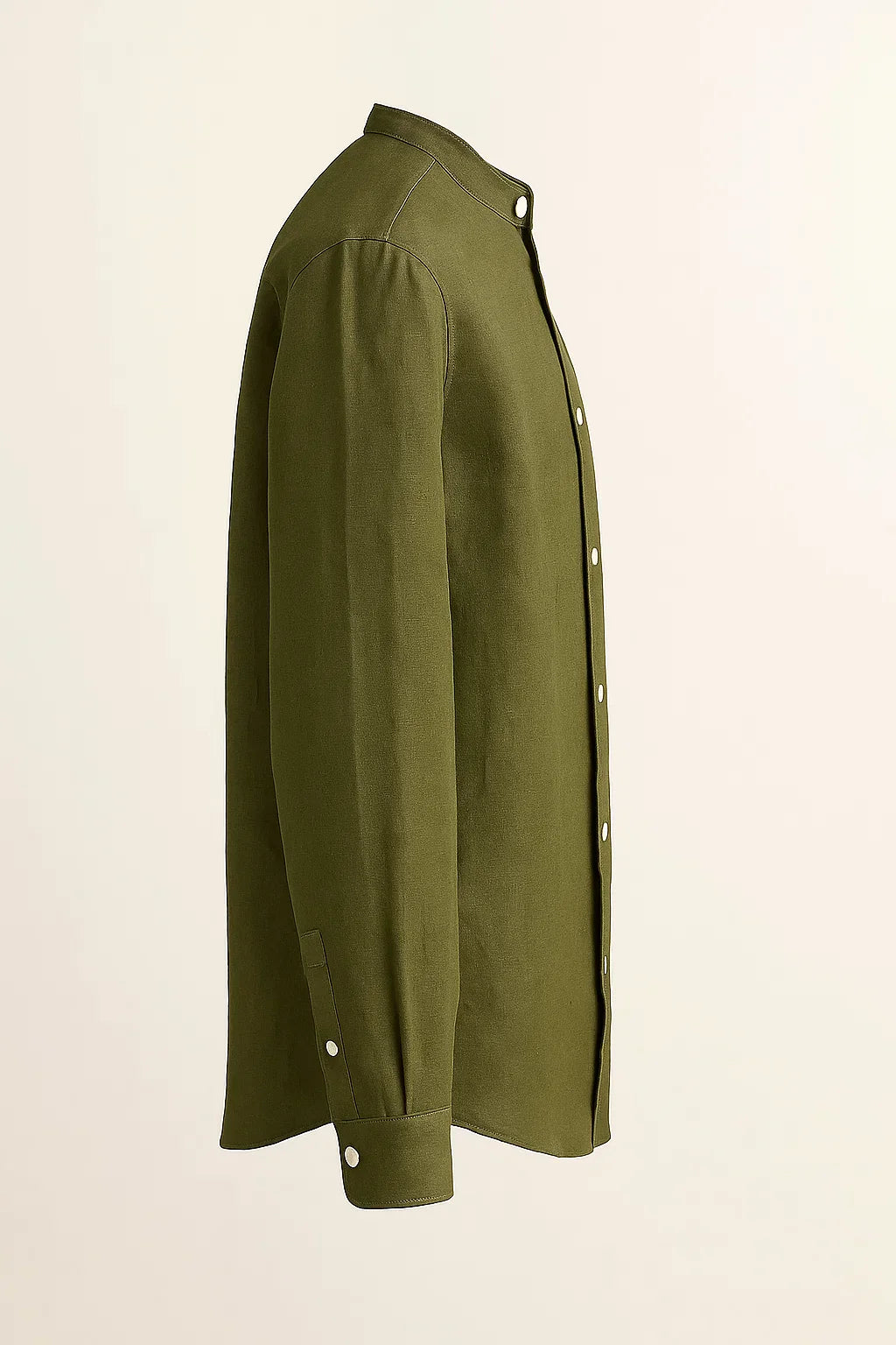 TerraLuxe Long Sleeve Linen Stand Collar Shirt