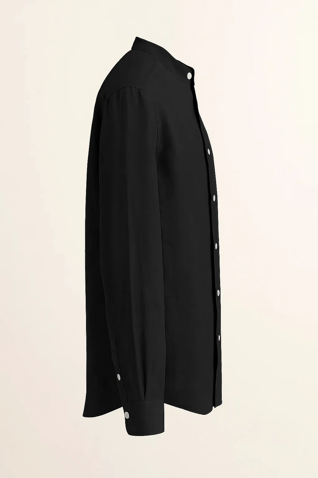 TerraLuxe Long Sleeve Linen Stand Collar Shirt