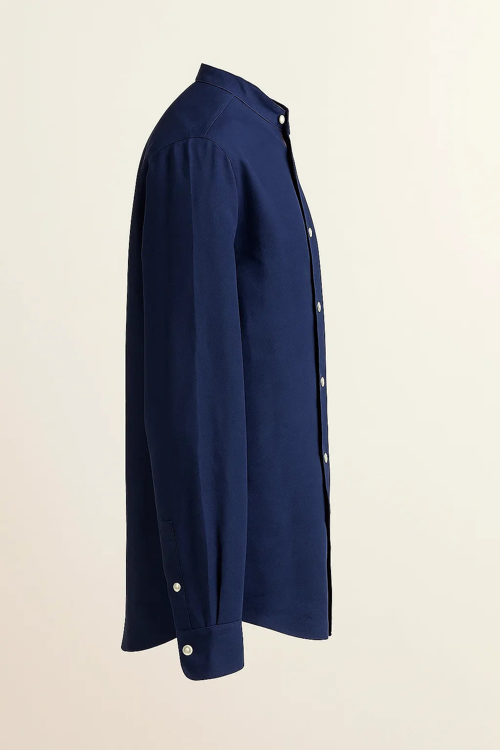TerraLuxe Long Sleeve Linen Stand Collar Shirt