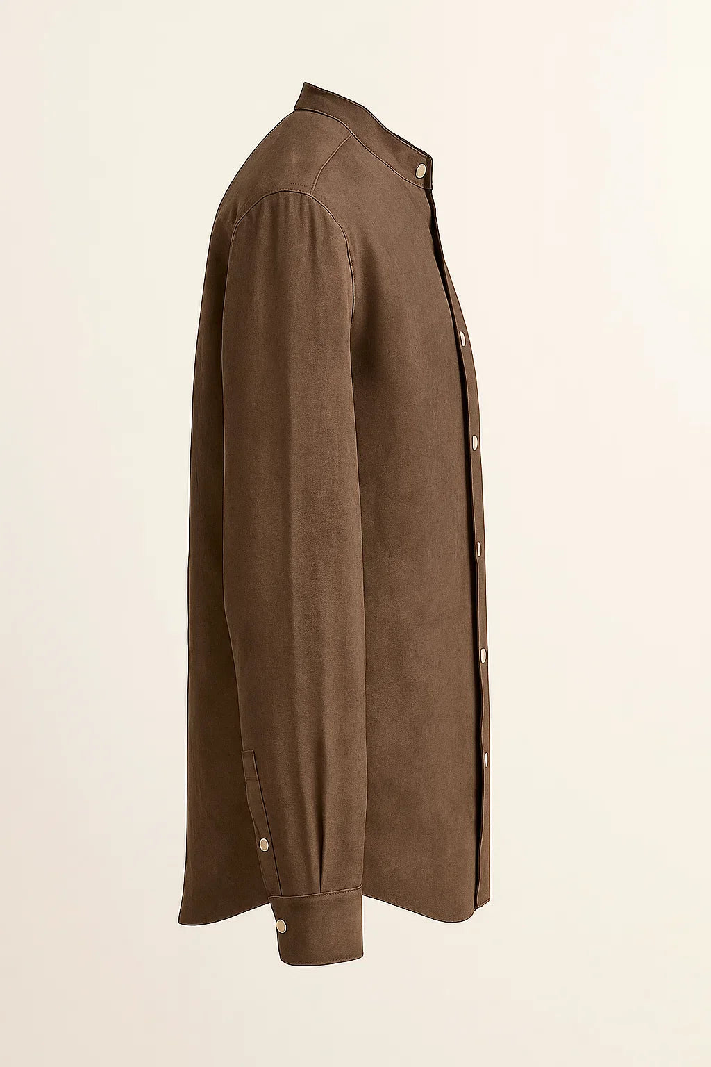 TerraLuxe Long Sleeve Linen Stand Collar Shirt