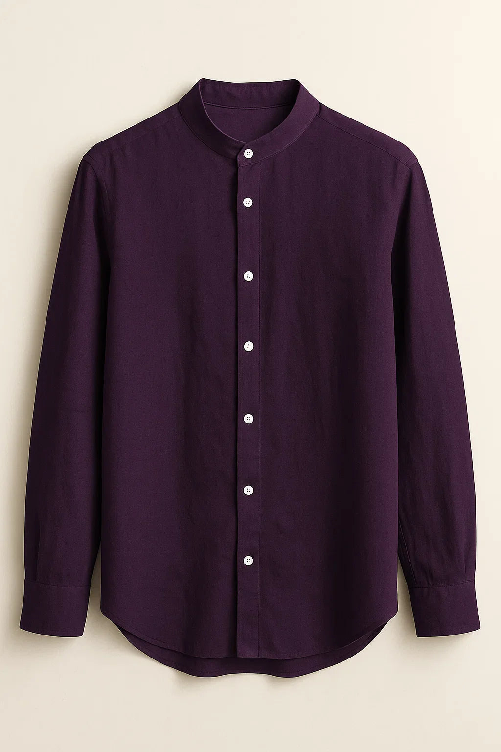 TerraLuxe Long Sleeve Linen Stand Collar Shirt