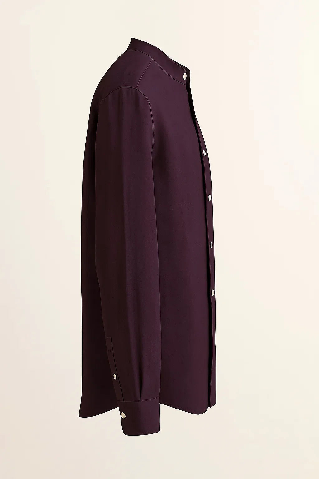 TerraLuxe Long Sleeve Linen Stand Collar Shirt