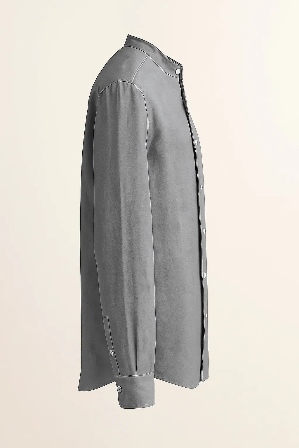 TerraLuxe Long Sleeve Linen Stand Collar Shirt