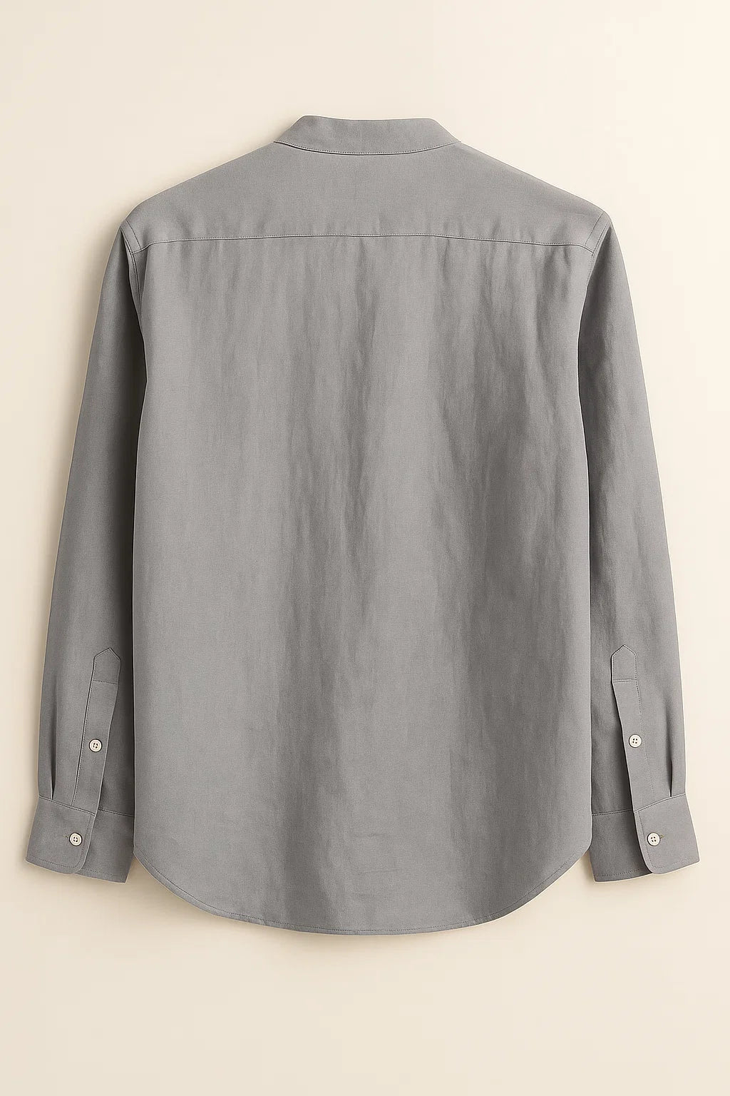 TerraLuxe Long Sleeve Linen Stand Collar Shirt