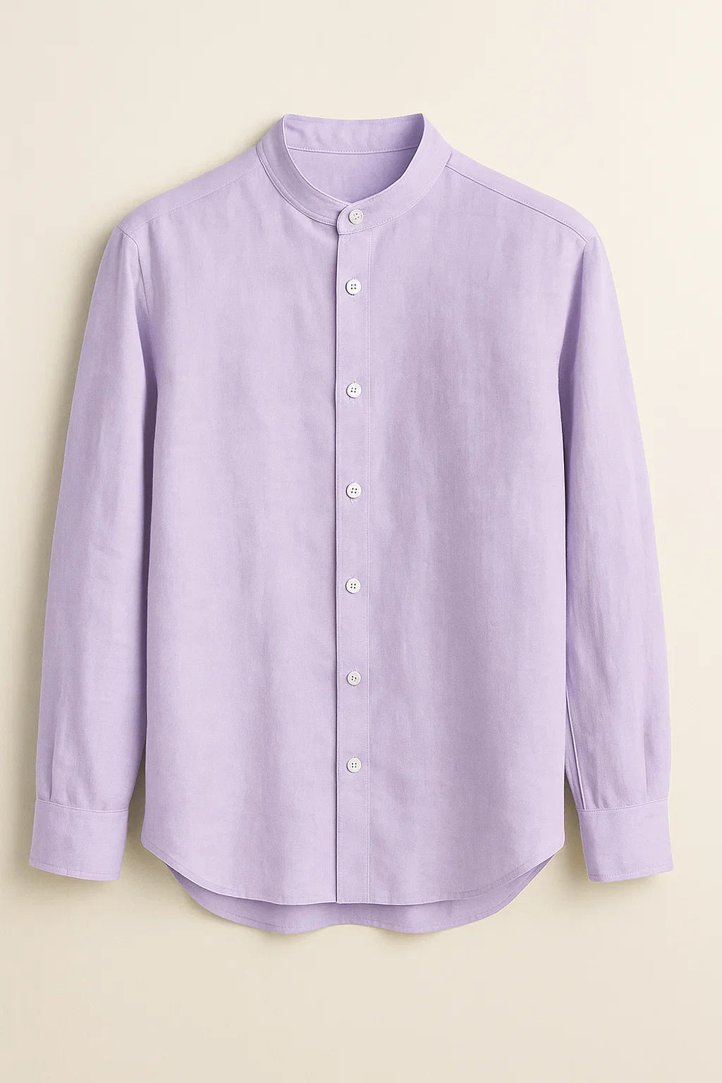 TerraLuxe Long Sleeve Linen Stand Collar Shirt