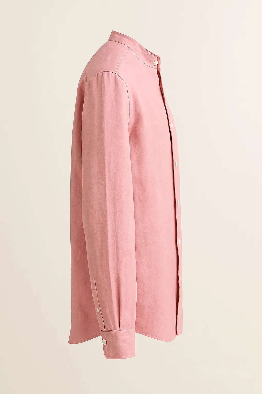 TerraLuxe Long Sleeve Linen Stand Collar Shirt