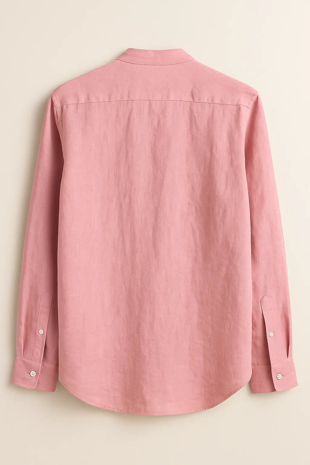 TerraLuxe Long Sleeve Linen Stand Collar Shirt