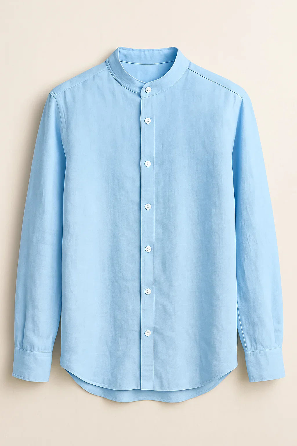 TerraLuxe Long Sleeve Linen Stand Collar Shirt