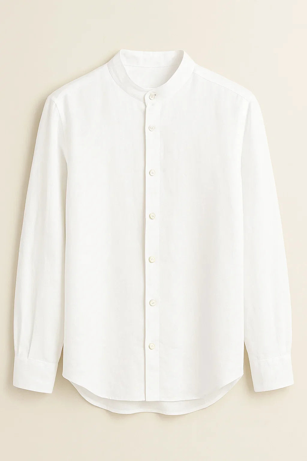 TerraLuxe Long Sleeve Linen Stand Collar Shirt