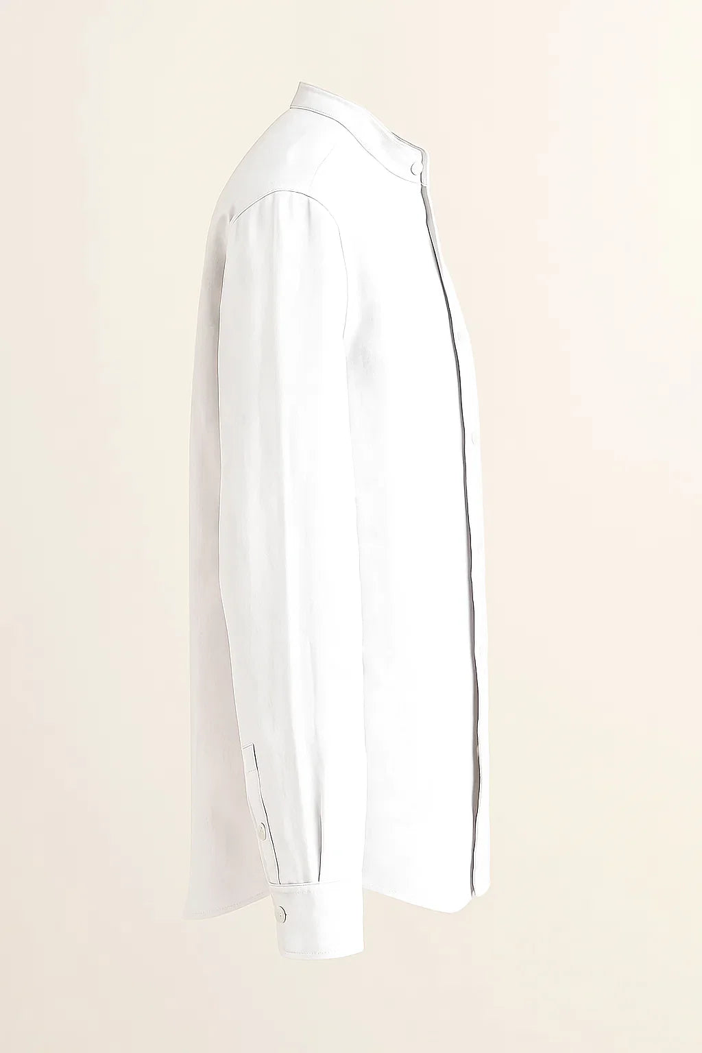 TerraLuxe Long Sleeve Linen Stand Collar Shirt