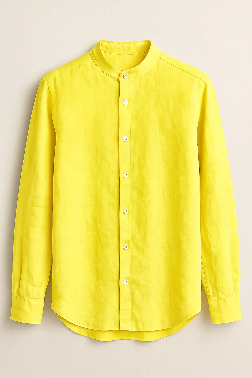 TerraLuxe Long Sleeve Linen Stand Collar Shirt