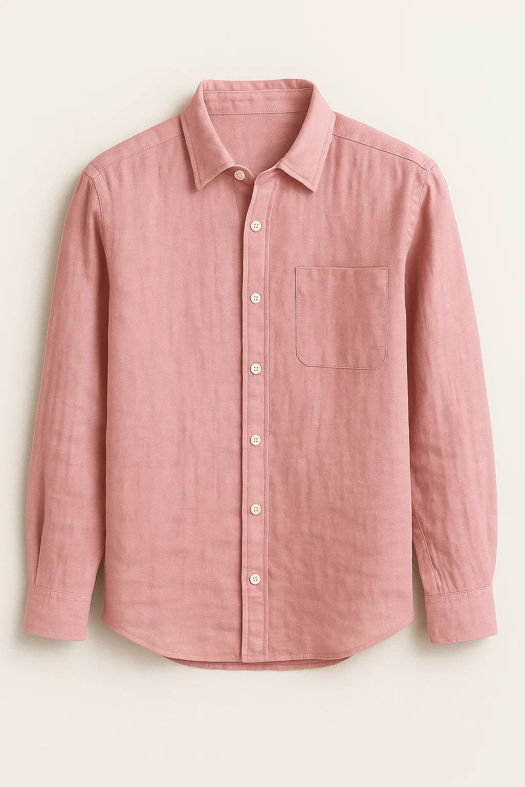 UrbanEase Long Sleeve Pocket Button-Up Linen Shirt